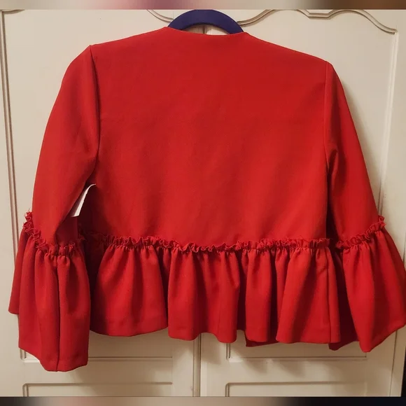 TopShop Ruffle Crop Jacket - Picture 2 of 8